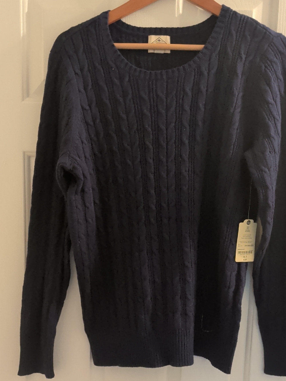 St. John's Bay Cable Knit Crewneck Sweater Blue XL NWT